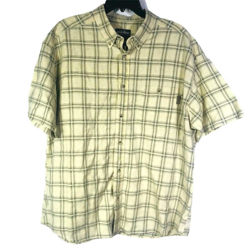 Woolrich Men's Plaid Short sleeve Cotton Shirt XL